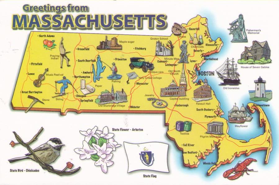 Greetings from Boston, Massachusetts, map