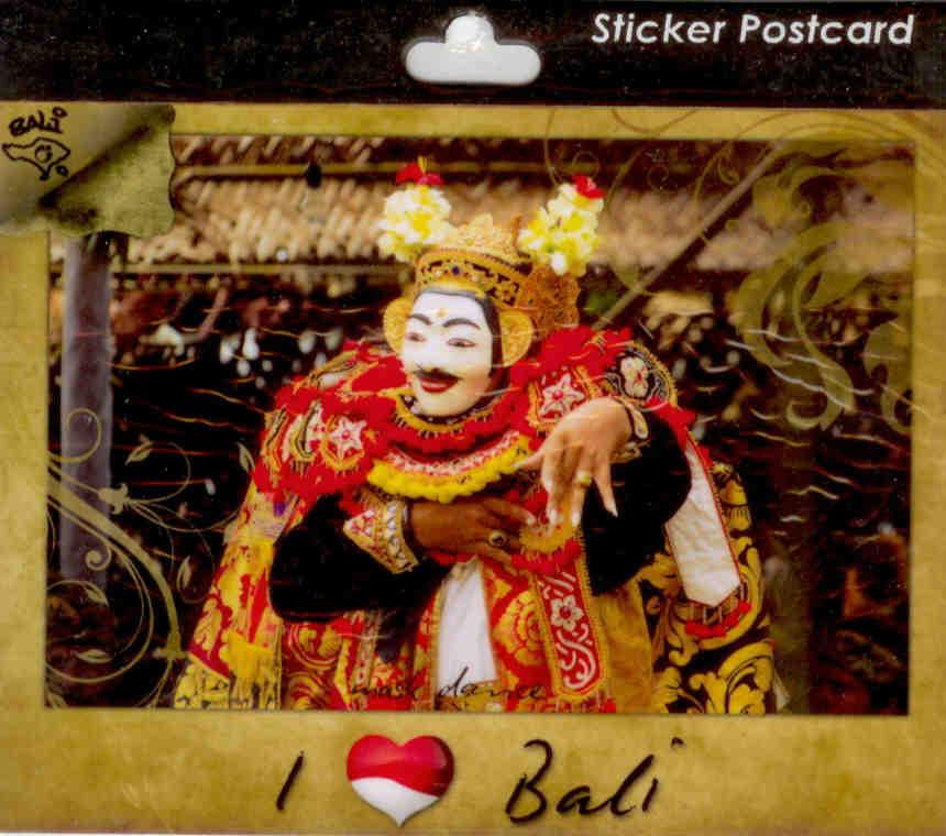 I heart Bali, mask dance (Indonesia) (Sticker Postcard)