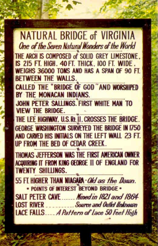 Monacan Indians and Natural Bridge, Virginia