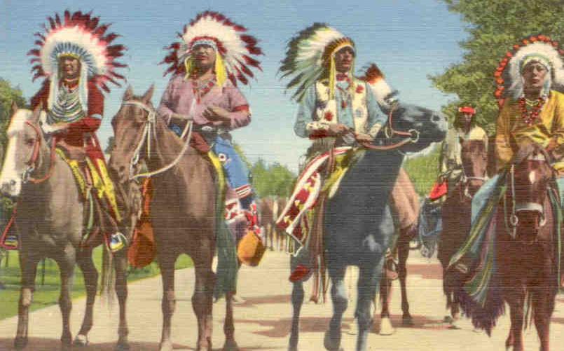 Indian braves lined up for parade