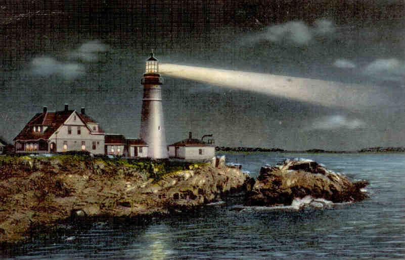 Portland Headlight Night Scene (Maine)