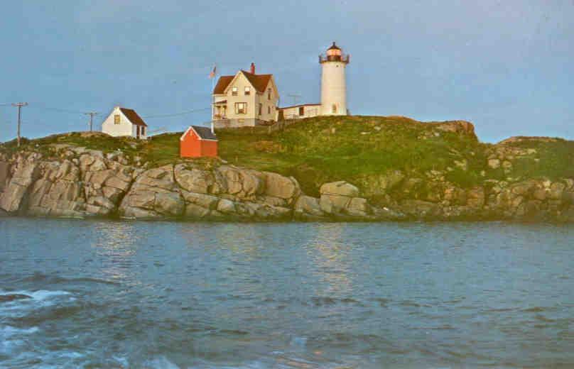 Famous Nubble Light at dusk, York Beach (Maine)