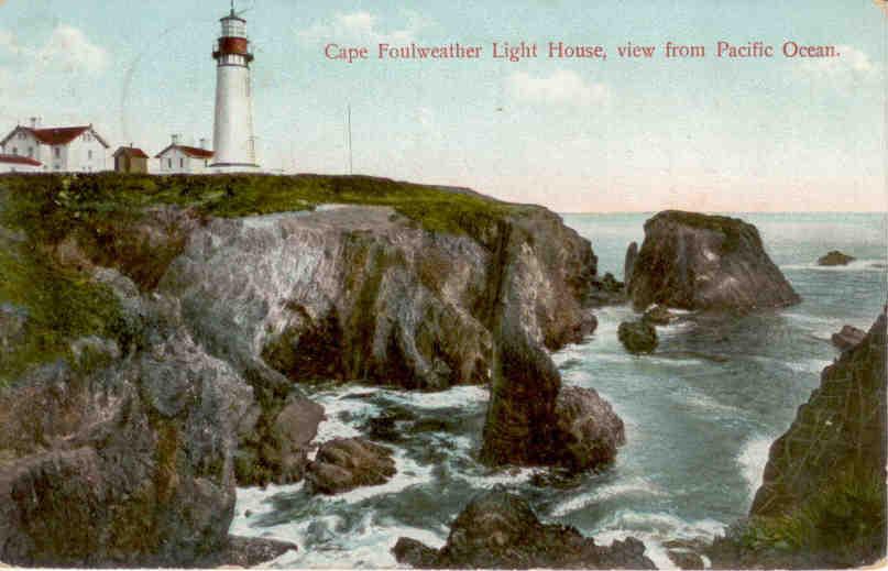 Cape Foulweather Light House, view from Pacific Ocean (Oregon)