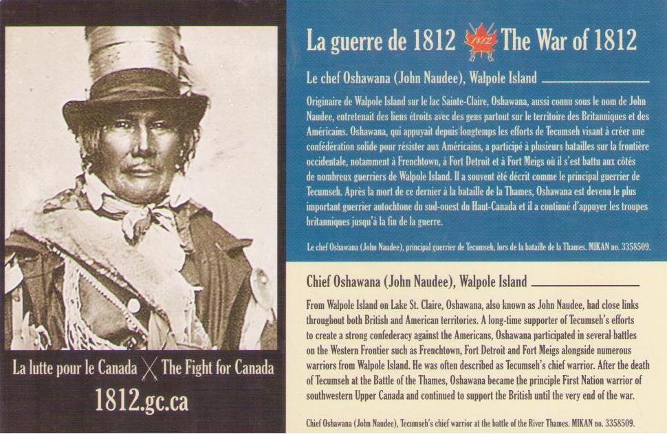 The War of 1812:  Chief Oshawana (John Naudee) (Canada)