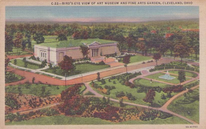 Cleveland, Bird’s-Eye View of Art Museum and Fine Arts Garden (Ohio)