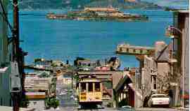 Alcatraz and cable car, San Francisco