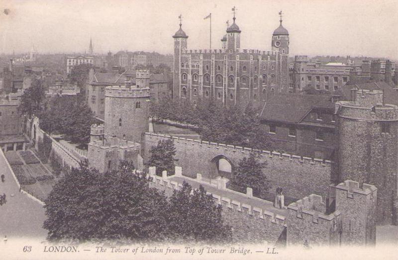 London. – The Tower of London from Top of Tower Bridge. – L.L.