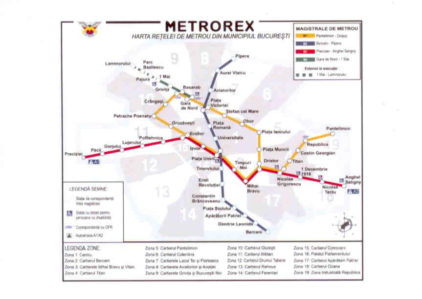 Bucuresti – Metro Network Map (Romania)
