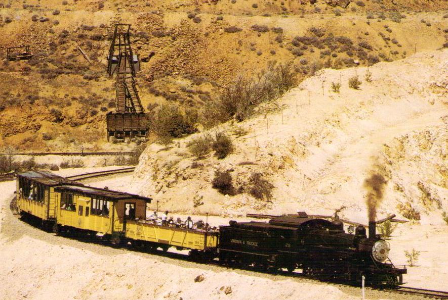 Gold Hill, Virginia & Truckee R.R., No. 29 and train on 21 degree curve (Nevada)