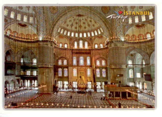 Istanbul, Interior view of Sultanahmet Mosque (Turkey)