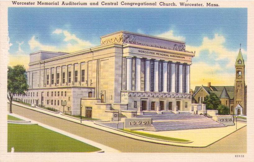 Worcester Memorial Auditorium and Central Congressional Church (Massachusetts, USA)