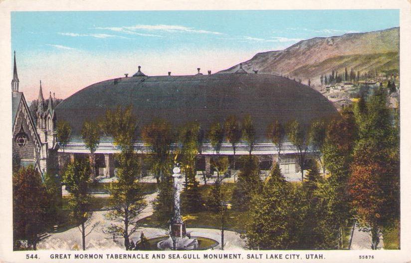 Salt Lake City, Great Mormon Tabernacle and Sea Gull Monument (Utah, USA)