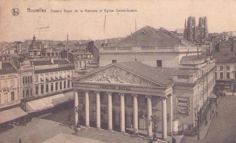 Bruxelles, Theatre Royal de la Monnaie et Eglise Sainte-Gudule (Belgium)