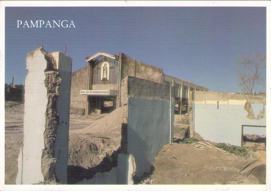 Mabalacat, Pampanga, Barrio Dolores Church Destroyed by Lahar (Philippines)