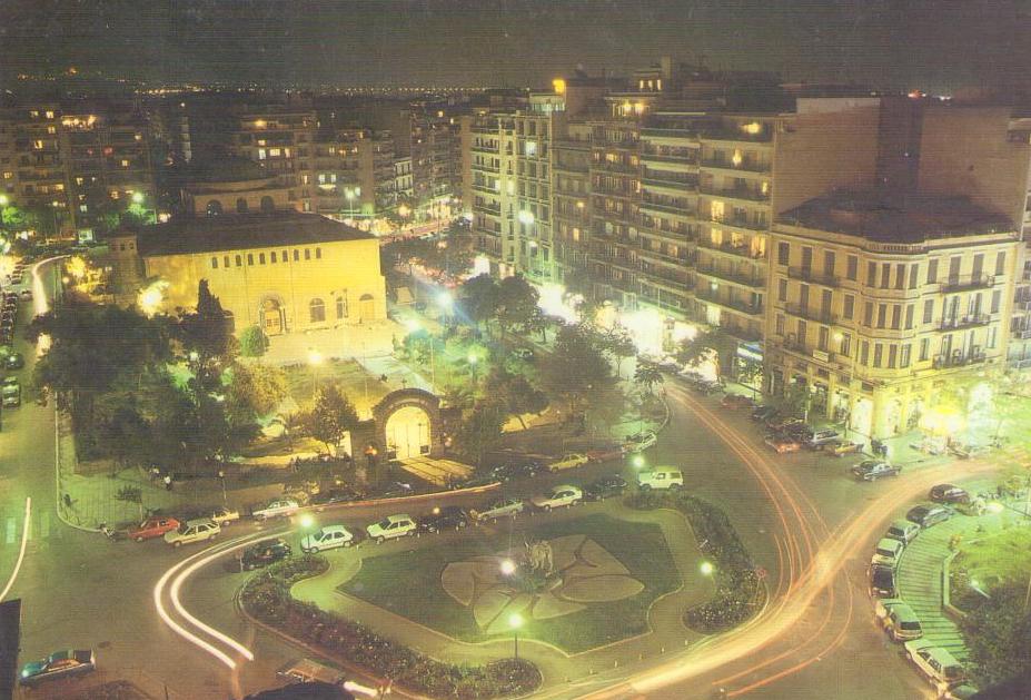 St. Shophie’s church and St. Shopie’s square (by night) (sic), Thessaloniki (Greece)
