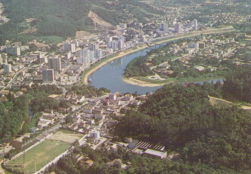 Blumenau – SC – Aerial View of Downtown with Sport Club Blumenau Stadium (Brazil)