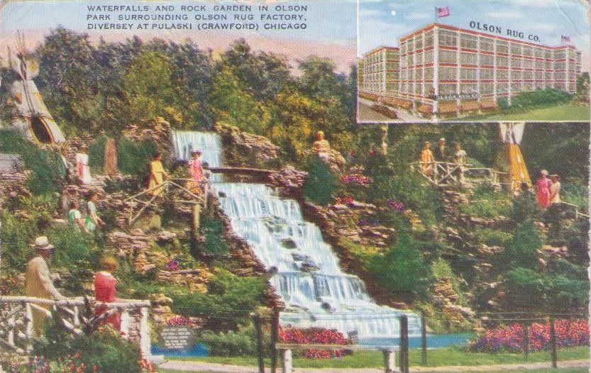 Chicago, Olson Rug Factory, waterfalls and rock garden (USA)