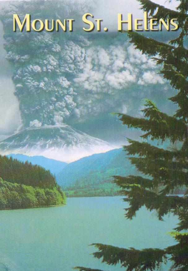 Erupting Mount St. Helens & Yale Lake (Washington, USA)