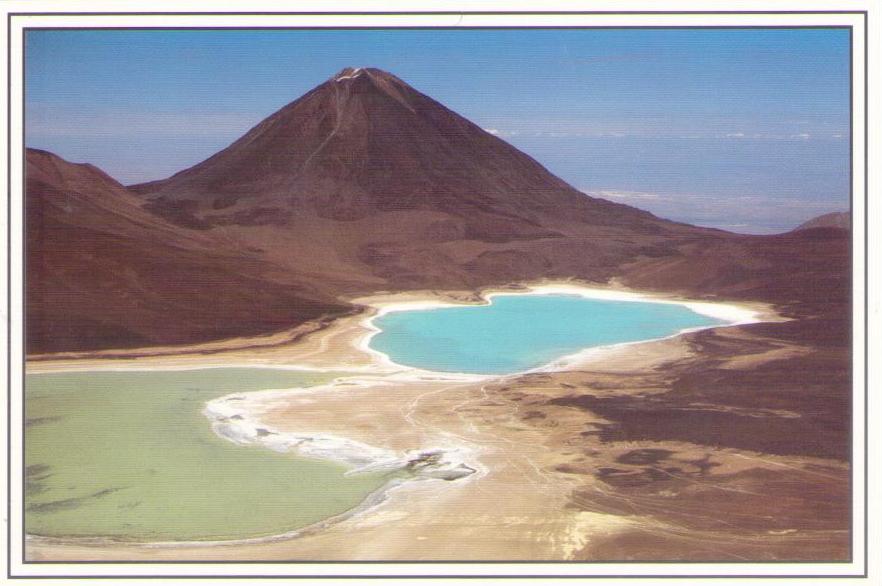 Lagunas Blanca and Verde, and Licancabur volcano (Bolivia)