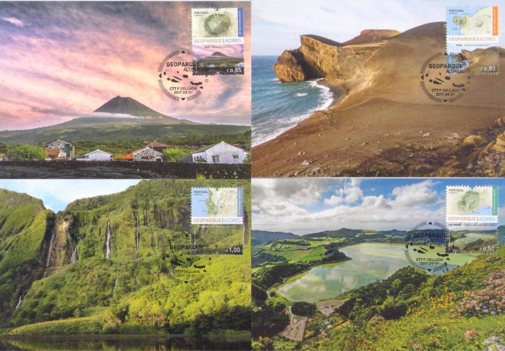 Geoparque Açores (Maximum Cards) (set of four) (Azores)