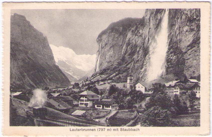 Lauterbrunnen (797m) mit Staubbach (Switzerland)