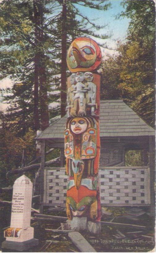 Ketchikan, Totem pole, Indian cemetery (Alaska, USA)