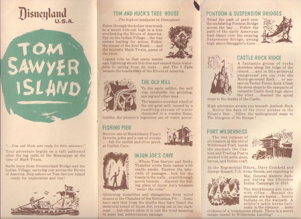 Tom Sawyer Island pamphlet – one side (not a postcard)