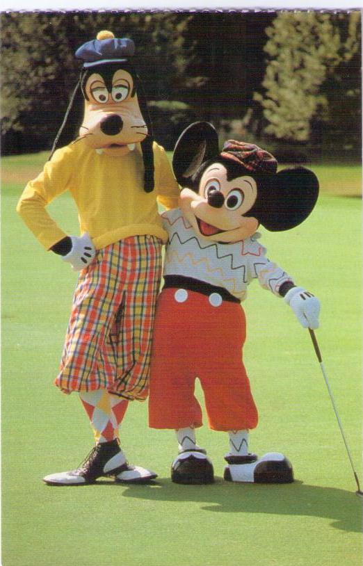 Goofy and Mickey golfing