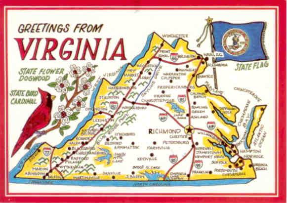 Greetings from Virginia, map