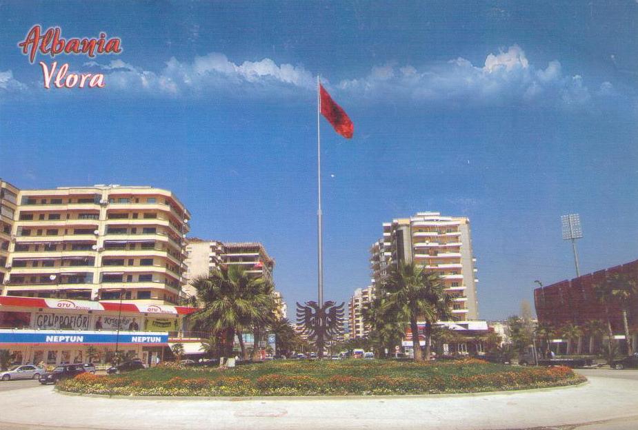 Vlora, flag in city (Albania)