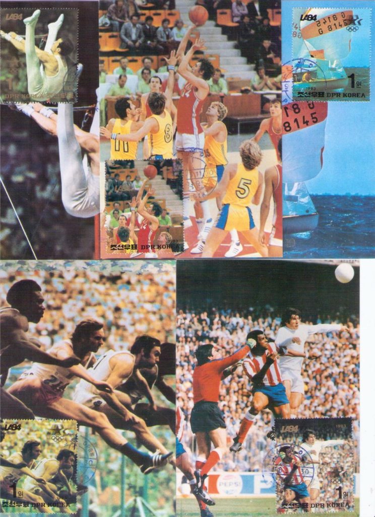 Los Angeles Olympics 1984 (set of five) (Maximum Cards) (DPR Korea)