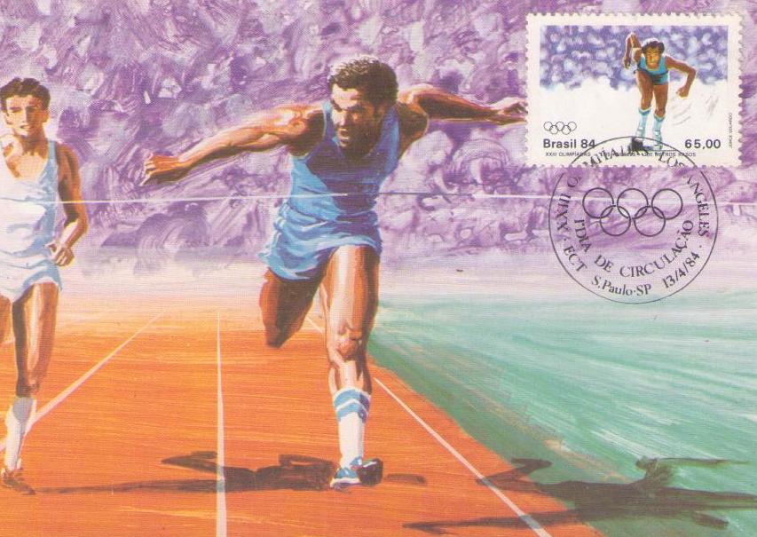 Serie XXIII Olimpiadas – Los Angeles: corrida 100m rasos (Maximum Card) (Brazil)