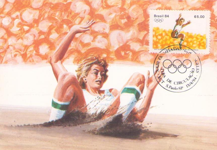 Serie XXIII Olimpiadas – Los Angeles: salto em distancia (Maximum Card) (Brazil)