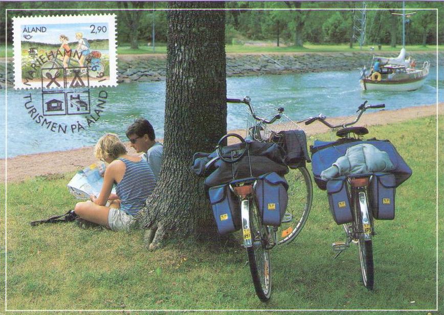 Aland, Tourism, bicycles and couple (Maximum Card) (Finland)