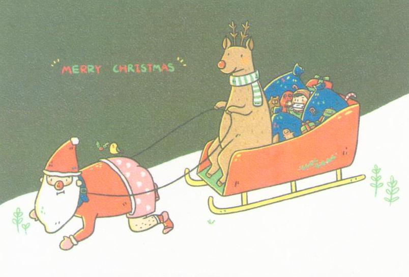 Santa pulling sleigh