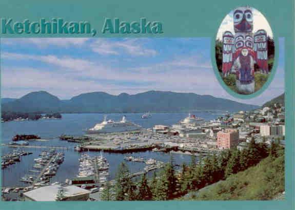 Ketchikan, Harbour and totem pole (Alaska)