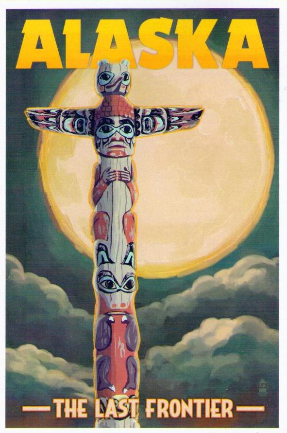 Totem Pole and Full Moon – poster (Alaska)