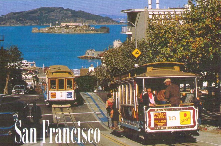 San Francisco, Cable Cars atop Russian Hill
