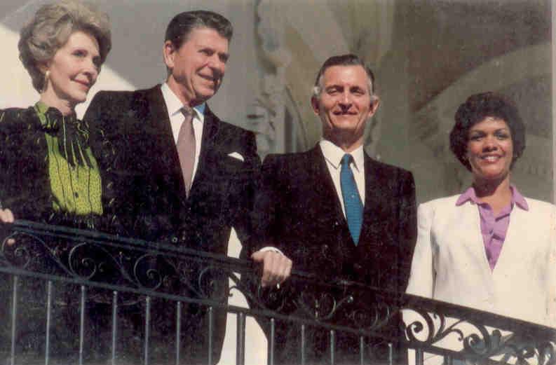 Ronald and Nancy Reagan, and Edward Seaga