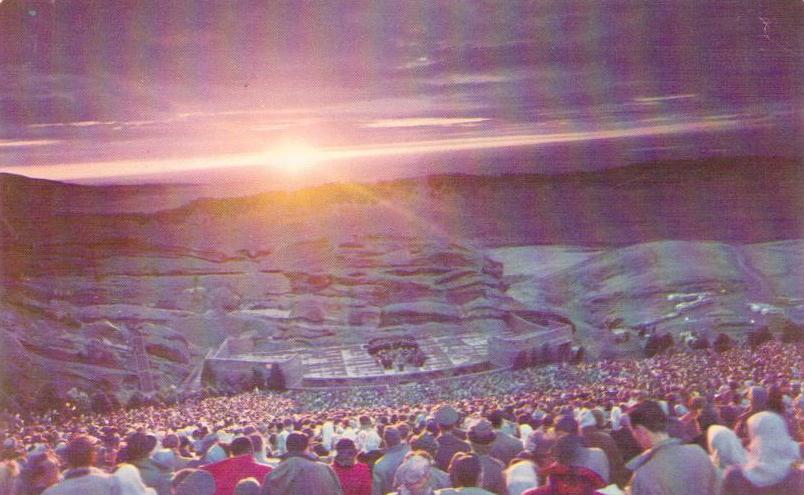 Easter Sunrise in Denver Red Rocks Amphitheater (Colorado, USA)