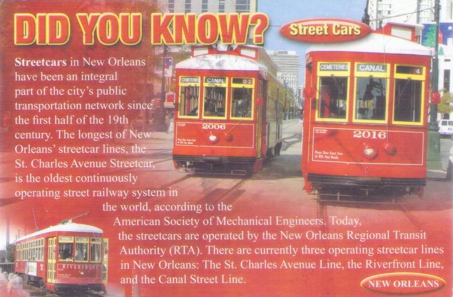 New Orleans, Streetcars