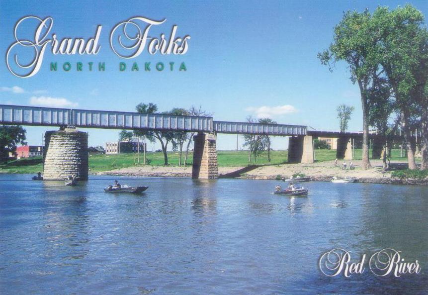 Grand Forks, fishing under bridge