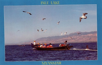 Inle Lake, birds and boat