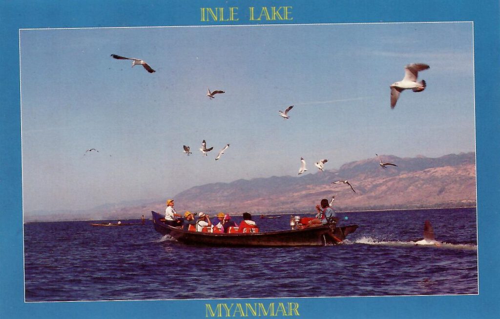 Inle Lake, birds and boat (Myanmar)