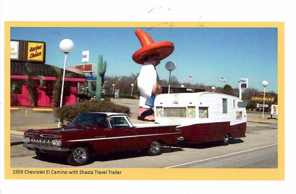 1959 Chevrolet El Camino with Shasta Travel Trailer