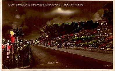 Westcliff-on-Sea, Cliff Gardens & Esplanade, by night