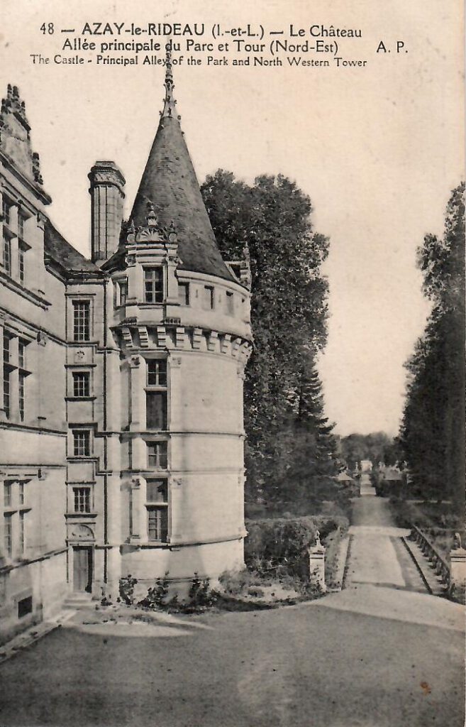 Azay-le-Rideau, The Castle- Principal Alley of the Park and North Western Tower (France)