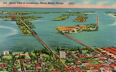 Miami Beach, Aerial View of Causeways