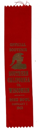 1963 Rose Bowl Souvenir Ribbon (California)