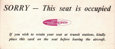 East African Airways – This seat is occupied